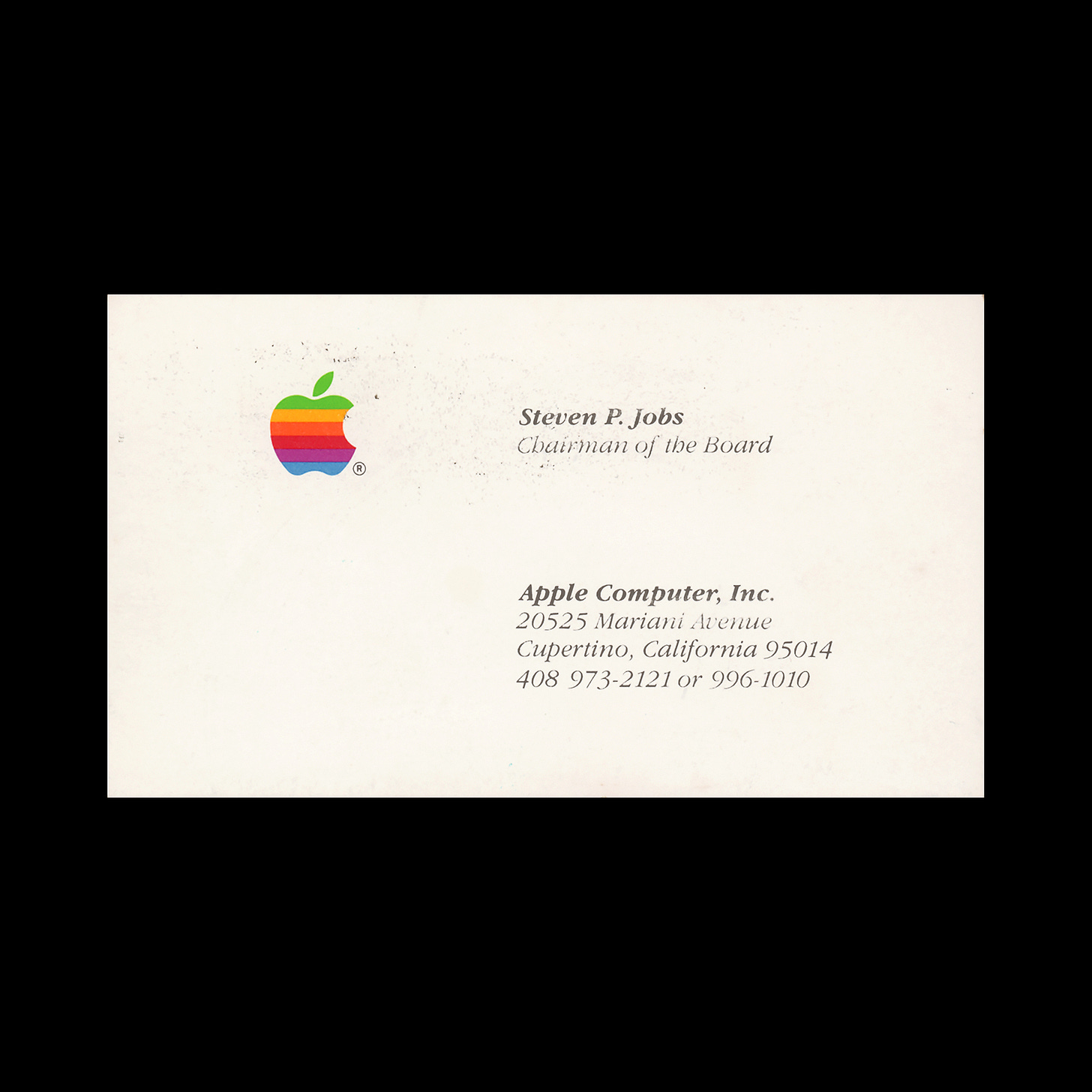 Steve Jobs Apple Computer business card design