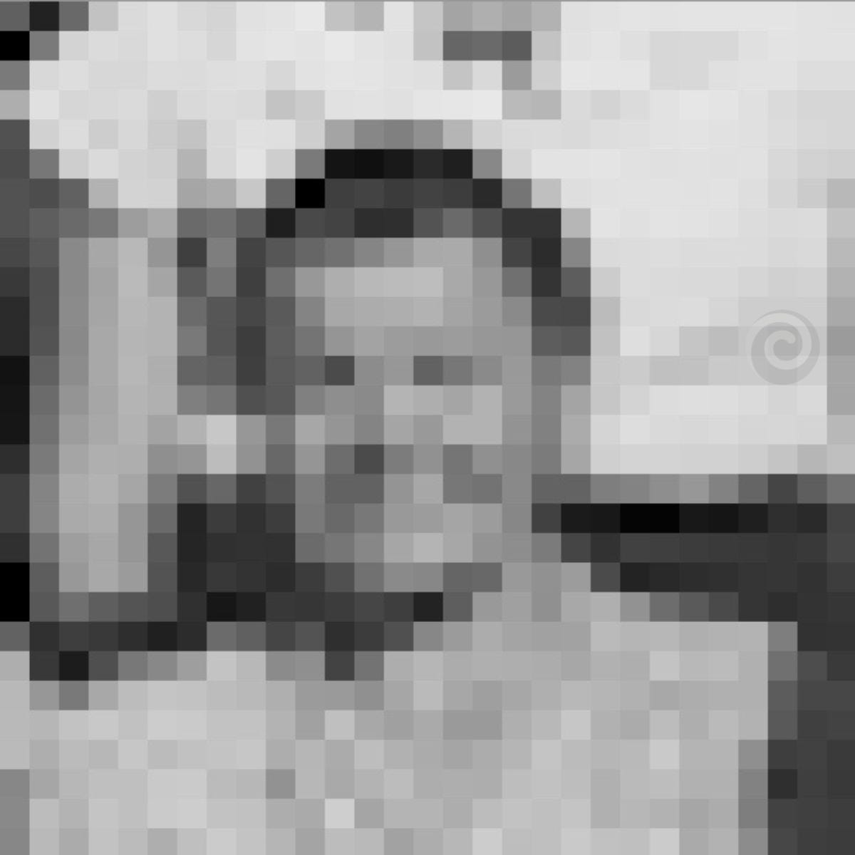 The pixelated picture of a woman's face