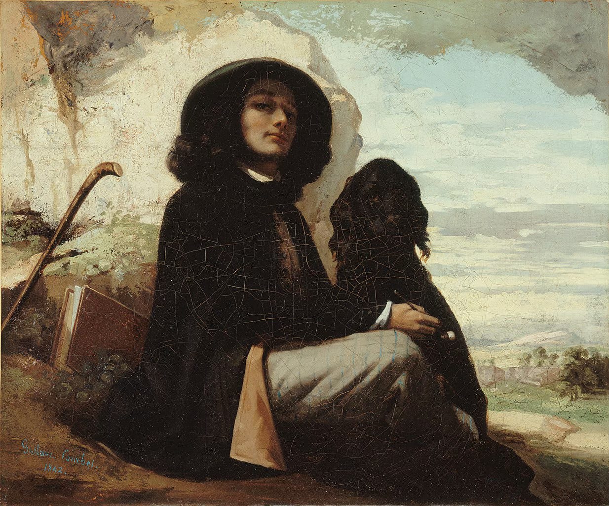 Autoportrait au chien noir (1842-1844), por Gustave Courbet. Onde está: Petit Palais, Paris.