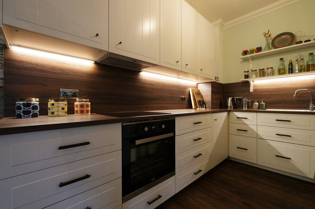 Modern kitchen in an open plan living area
