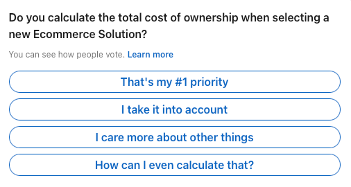 Poll about the importance of TCO for Ecommerce.