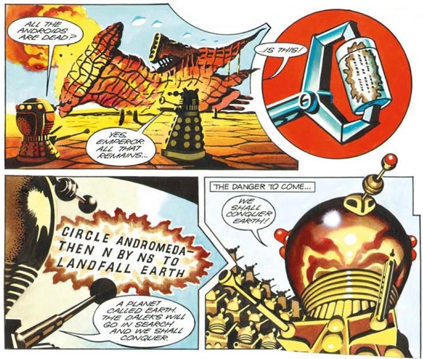 Panels from the end of The Daleks comic strip