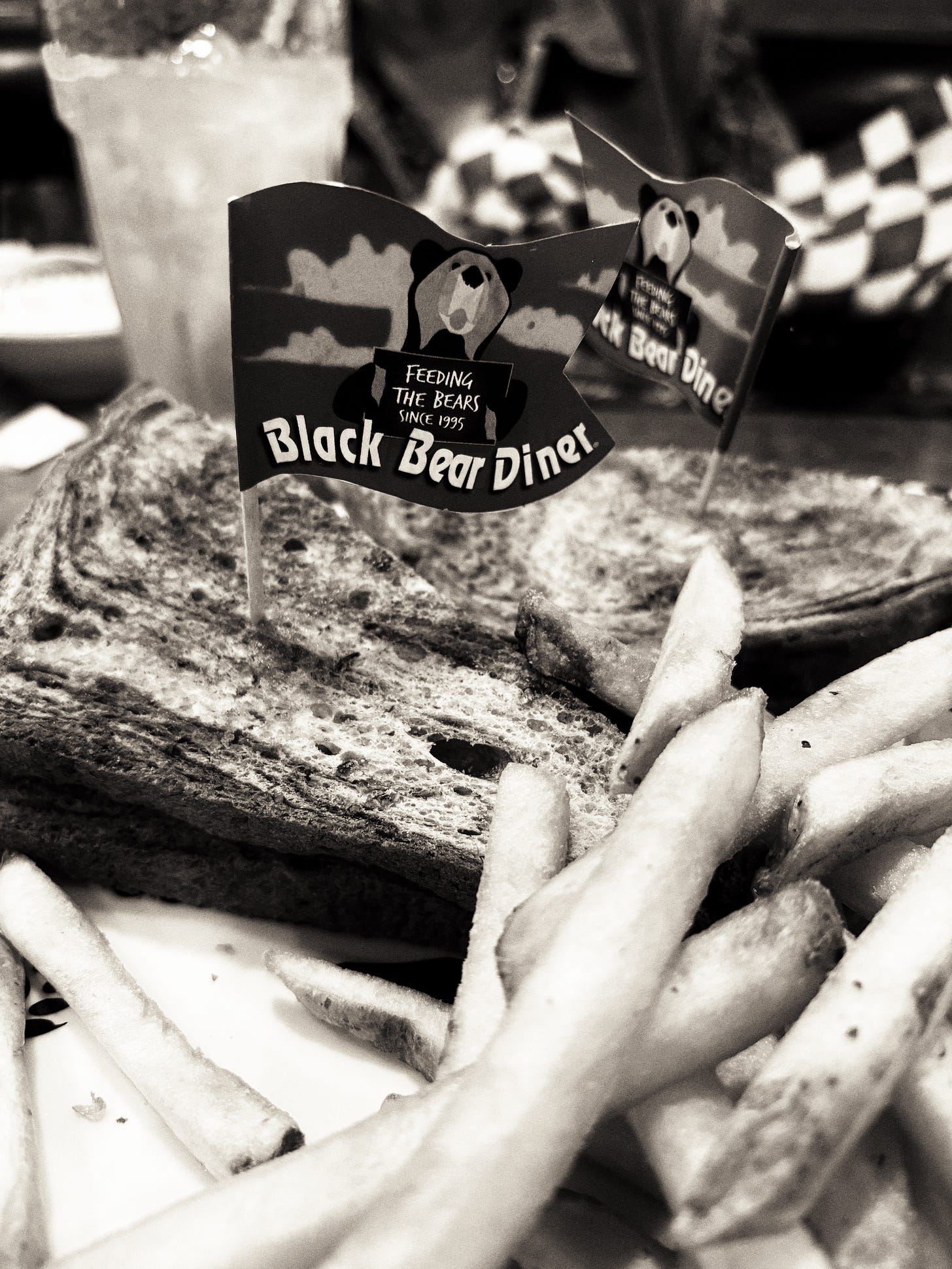 Black bear diner flags in a sandwich