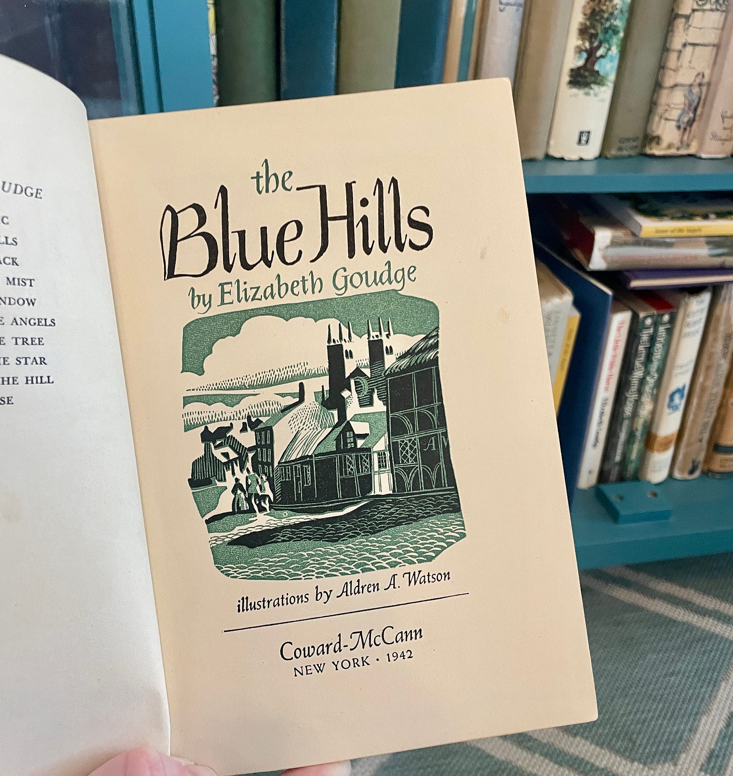 The US edition of Henrietta's House by Elizabeth Goudge was titled, The Blue Hills, and published by Coward-McCann in 1942. 