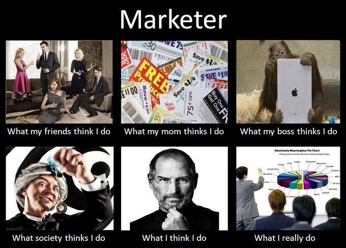 What People Think I Do / What I Really Do: Image Gallery (List View) |  Funny marketing, Marketing humor, Do meme