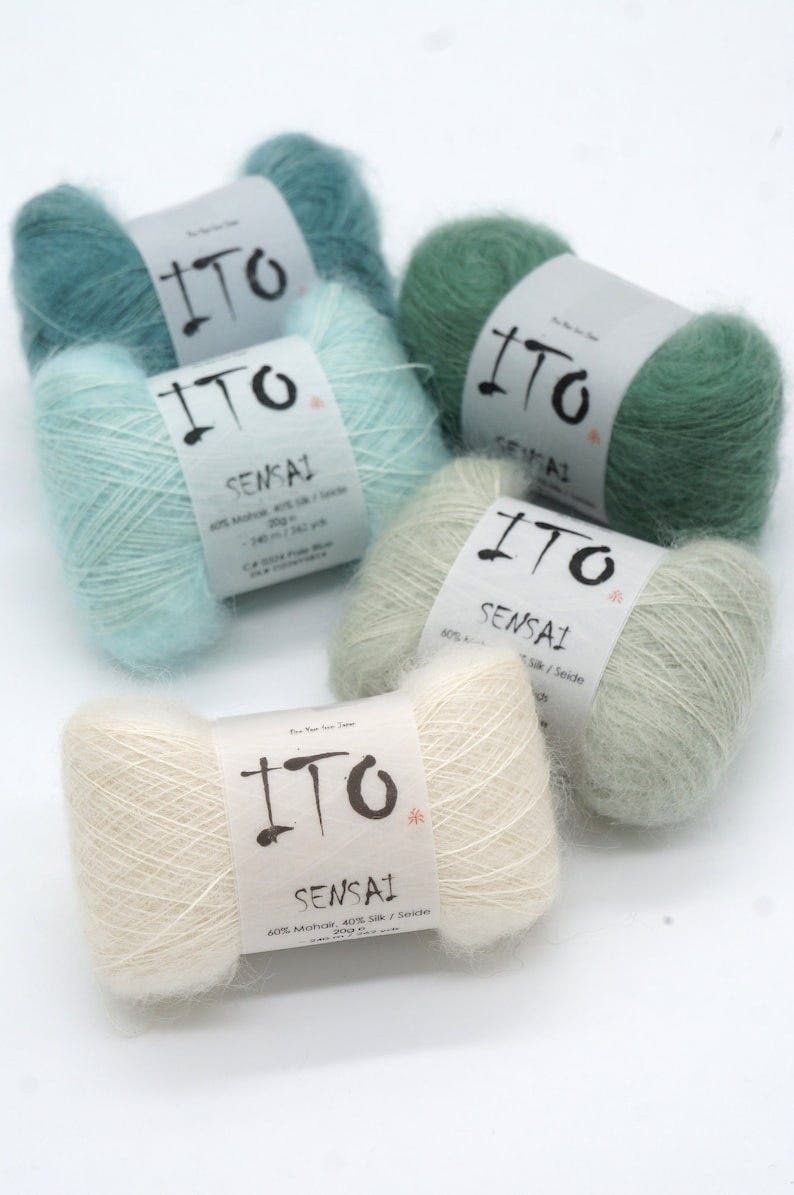 Silk mohair knitting yarn ITO Sensai Very soft and beautiful Japanese lace yarn Mohair yarn with 40% silk Light as feather 20 g image 2