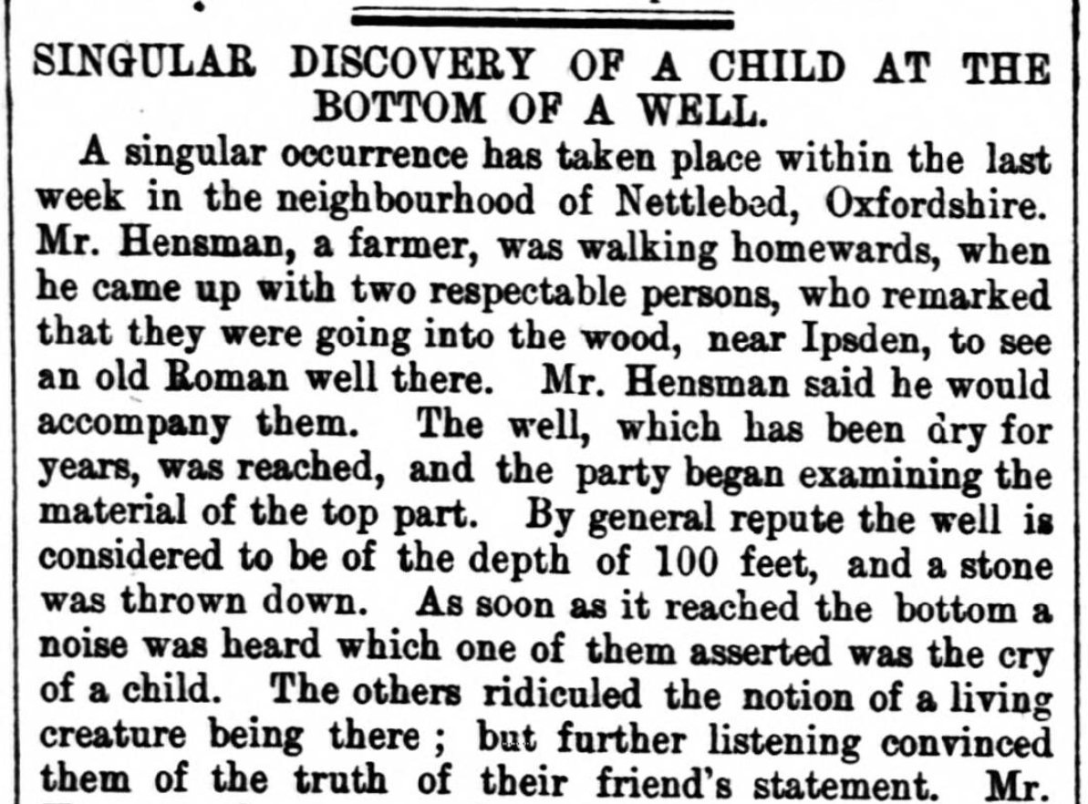 Singular Discovery of a Child at the Bottom of a Well, Manchester Times, 28 April 1860