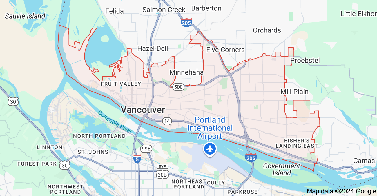 Map of Vancouver, WA