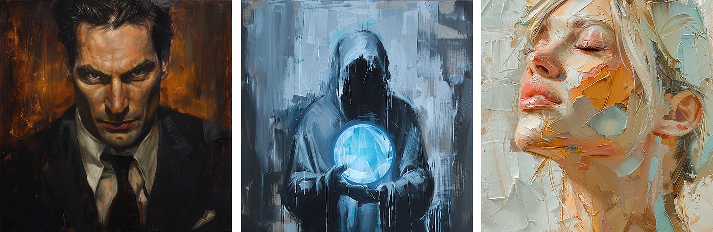Handsome confident man | Priest holding an energy orb | Serene woman