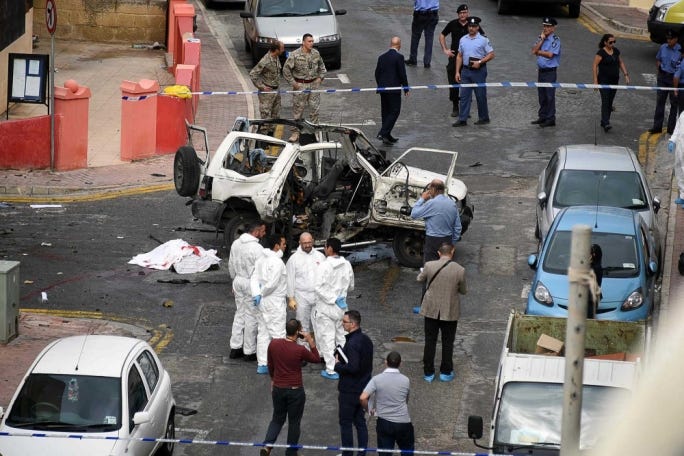John Camilleri, 67, was killed by a car bomb in Bugibba in October 2016