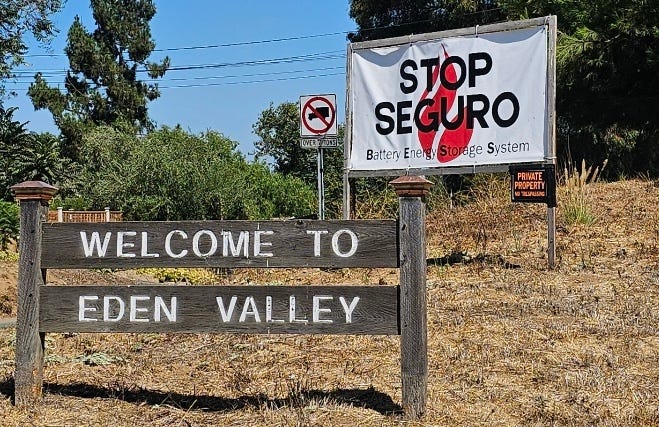 Residents of Eden Valley near Escondido are fighting back against a utility-scale battery storage facility on Country Club Drive. The Escondido City Council approved a resolution calling on a halt of such projects until regulations are in place. Photo courtesy April Bevins-Cooper