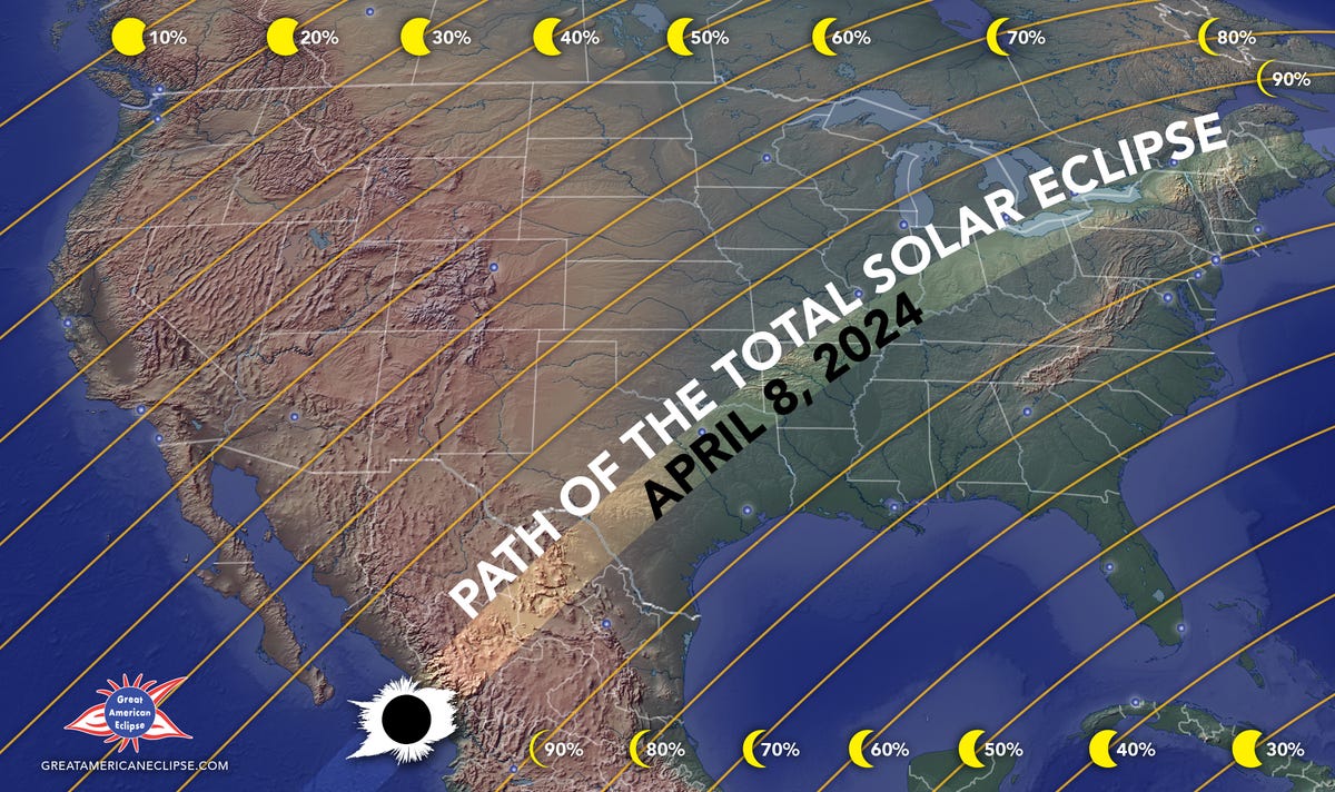 Total solar eclipse 2024 maps of the 'path of totality' | Space