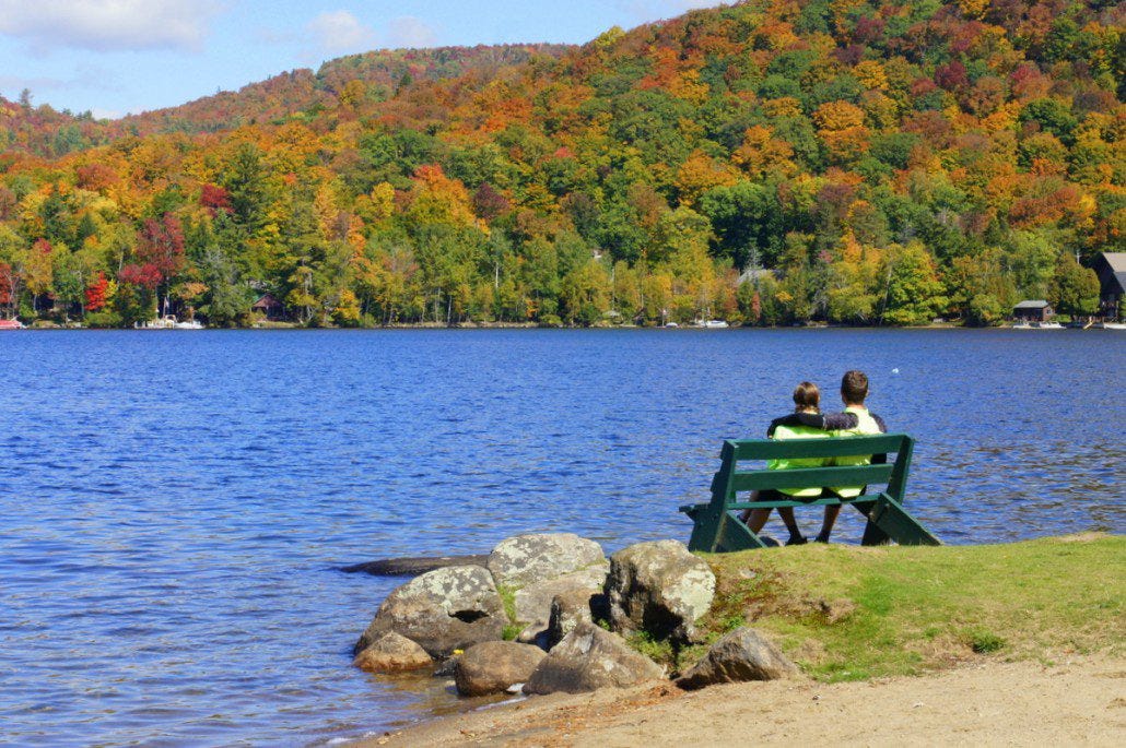 Enjoying a lunch break on a lake.