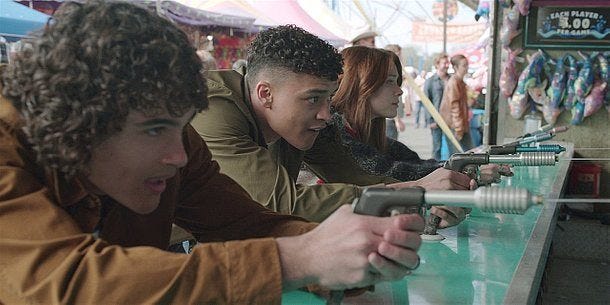 Colton and Todd in heavy water sports action on Walker set 2.14 with Jensen Ackles.