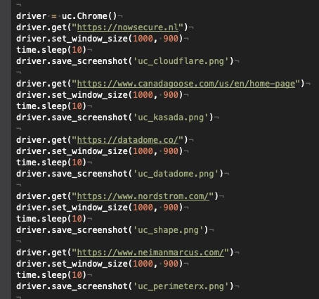 Undetected Chromedriver tests