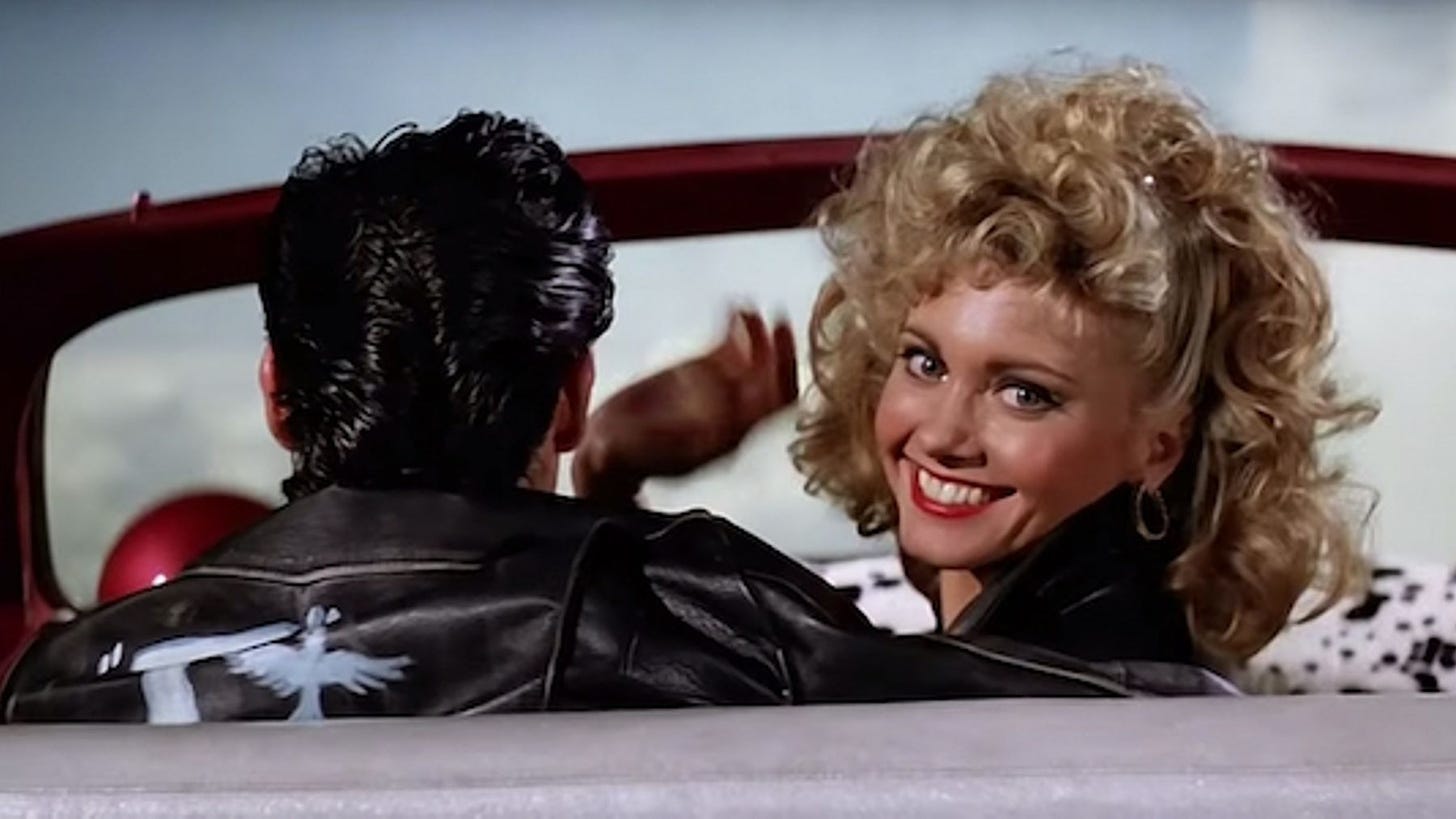 Olivia Newton-John as Sandy in the end of Grease.