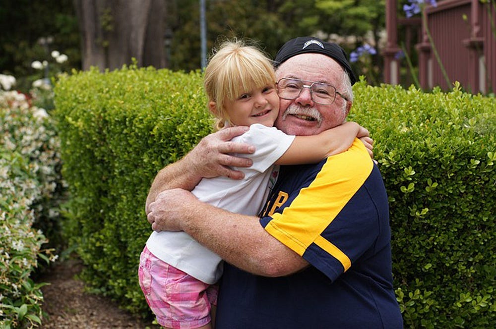 family grandpa and granddaughter