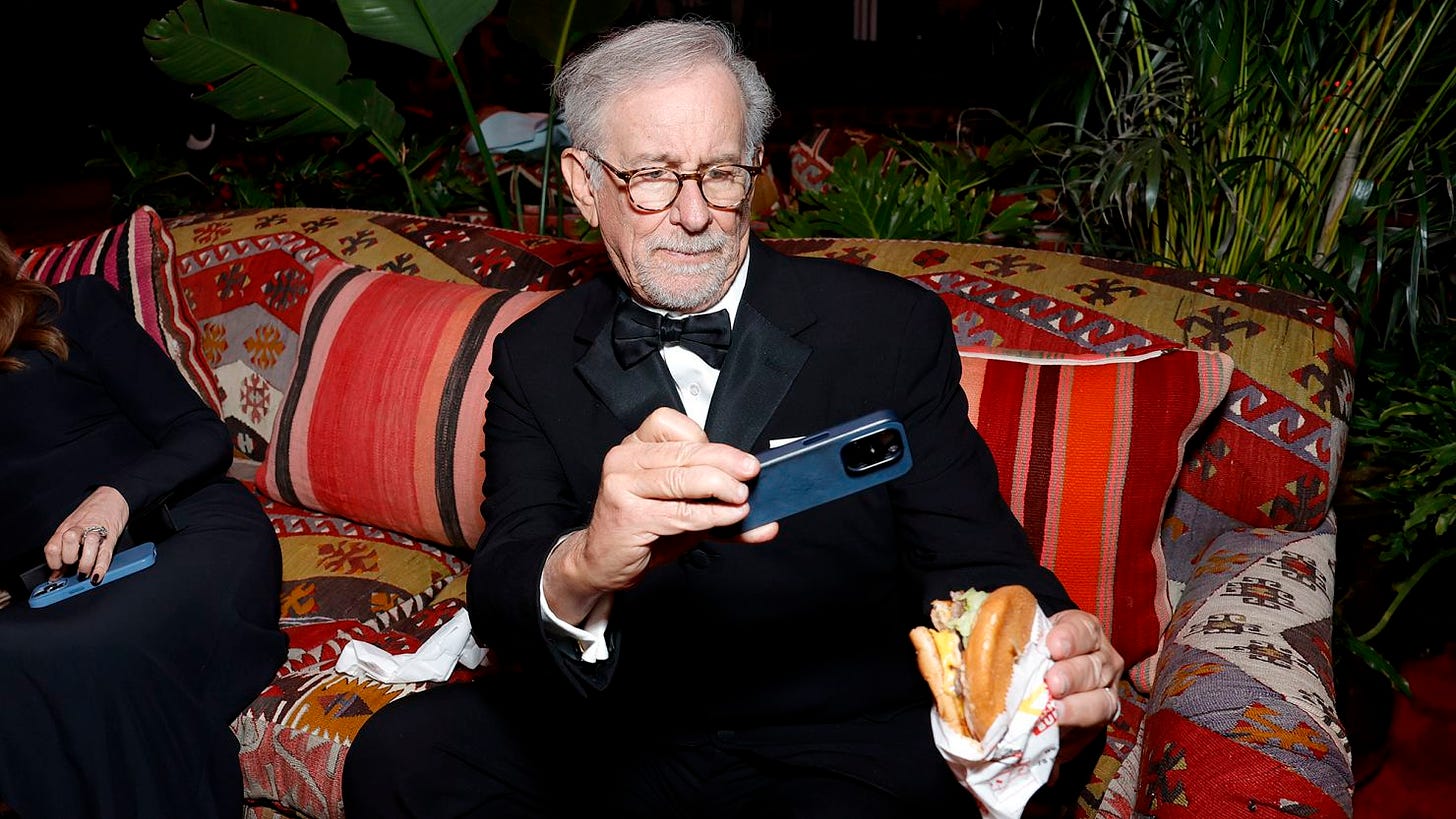 Steven Spielberg at the Vanity Fair Oscars party on Sunday.
