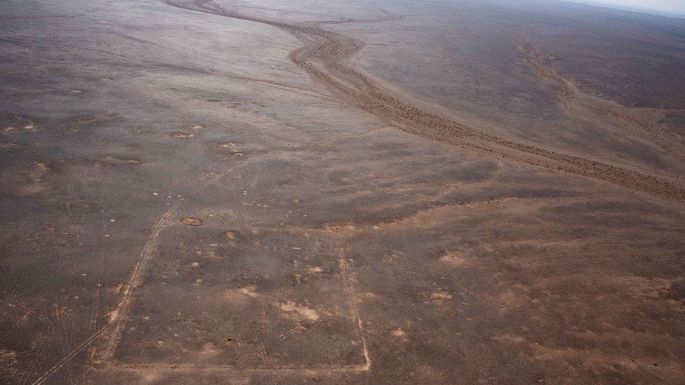 An aerial view of the western camp