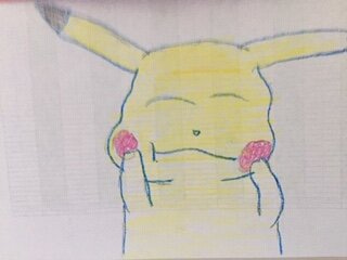 Pikachu character from Pokémon, drawn by grandson