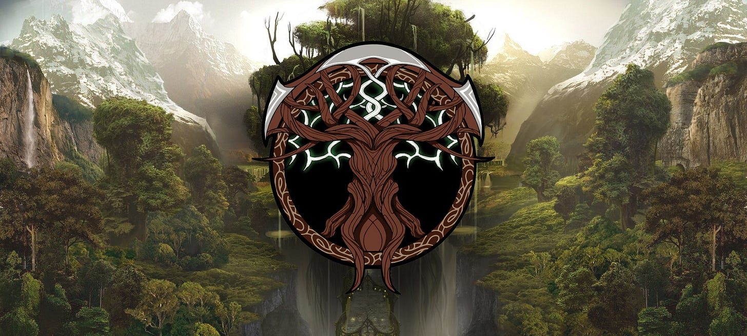 Yggdrasil, the tree of life carrying the 9 worlds