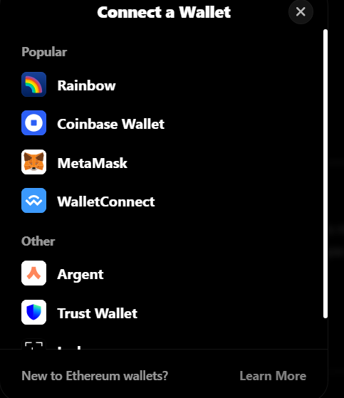 Select wallet for payment