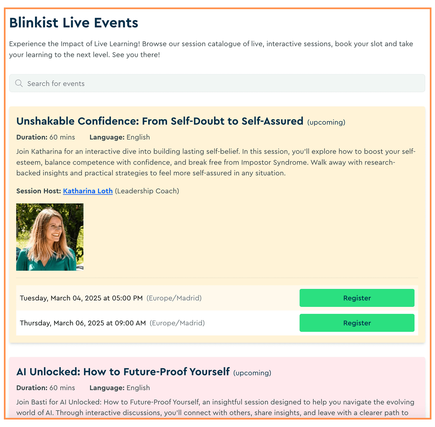 Blinkist Live Events