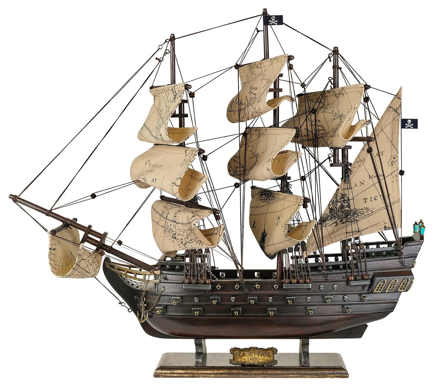 Amazon.com: SAILINGSTORY Wooden Pirate Ship Model Black Pearl 20.5" Sea  Chart Sails : Arts, Crafts & Sewing