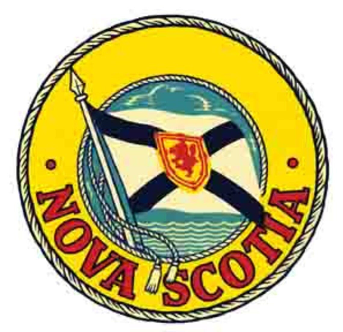Vintage 1950's style Nova Scotia Canada retro travel decal sticker state map image 1