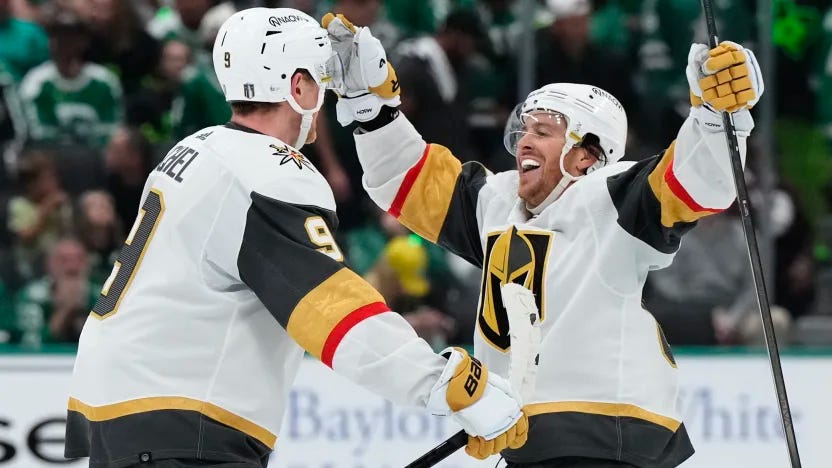 Eichel and Marchessault celebrate a goal
