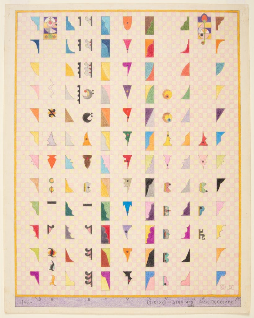 Drawing, Study 146, Chart of Symbols Illustrating De Cesare's Form of Musical Notation by John De Cesare Drawing, Study 146, Chart of Symbols Illustrating De Cesare's Form of Musical Notation by John De Cesare