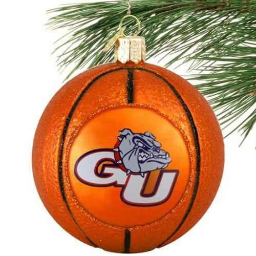 Gonzaga Bulldogs Glass Christmas Ornament - Basketball