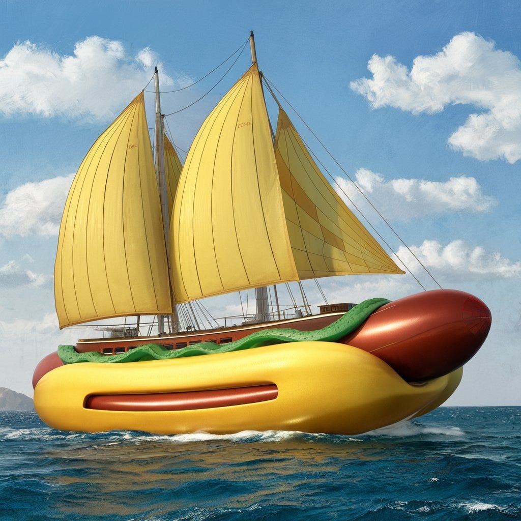 A hotdog boat