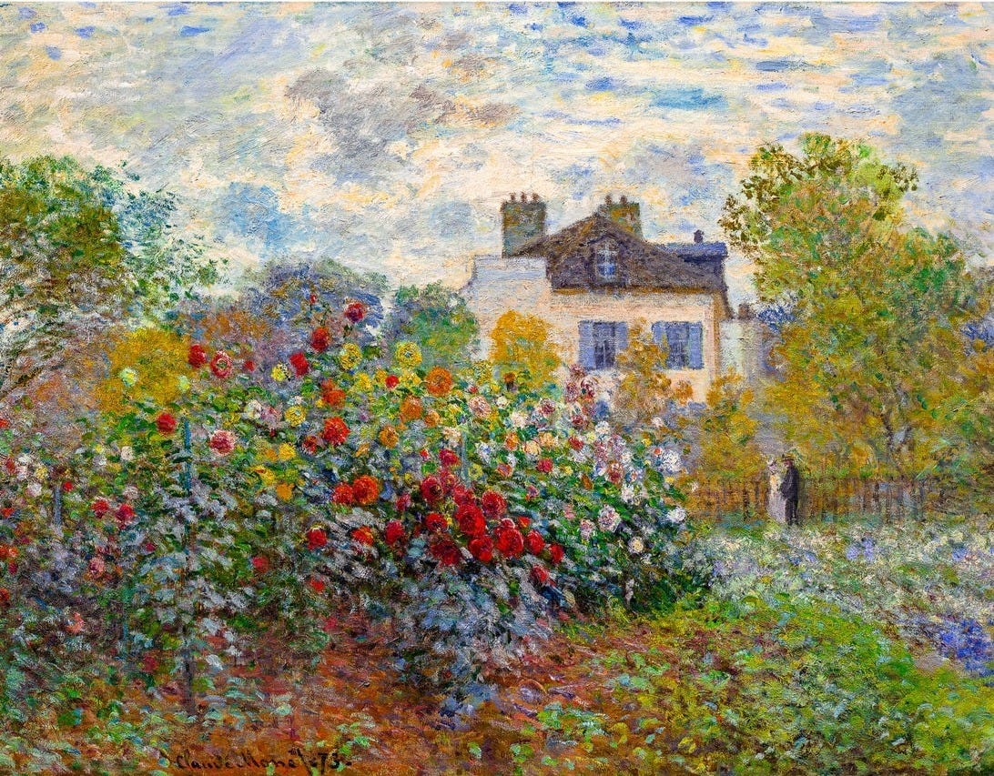 Claude Monet, The Artist's Garden in Argenteuil, 1873 Art Print Canvas Print Fine Art Poster Art Reproduction Archival Giclee image 1