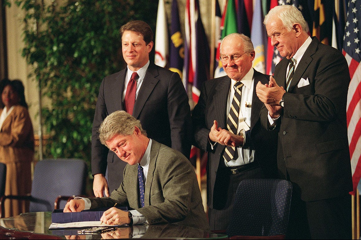 Clinton signs NAFTA into law, Dec. 8, 1993 - POLITICO
