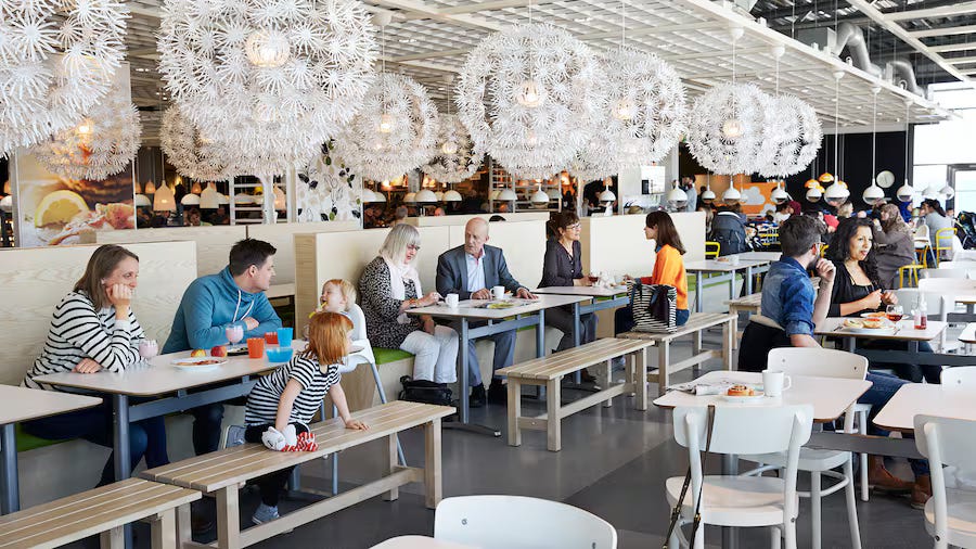 Seating spaces in Groningen Ikea foodcourt