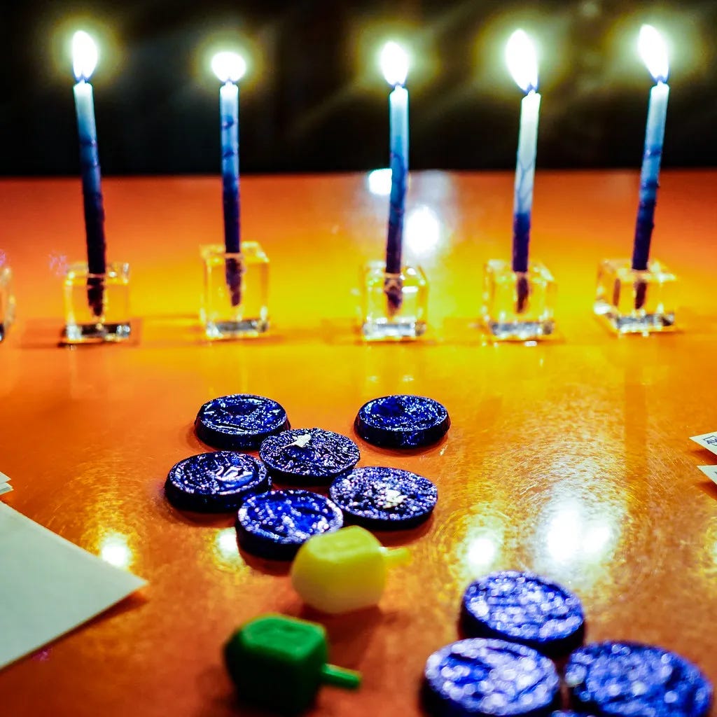 Hanukkah Candles and Dreidels