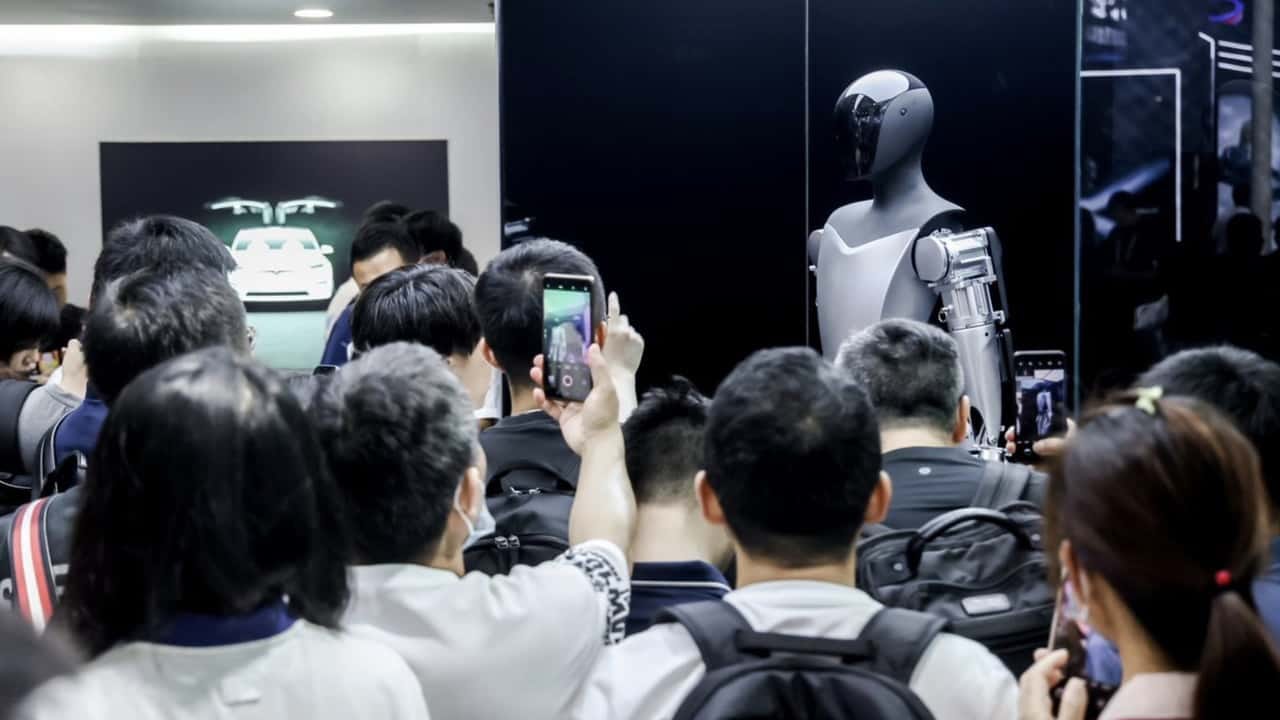 Tesla Optimus robot on display at an expo in China