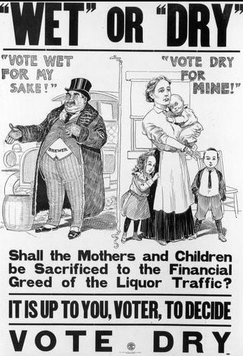 Vote Wet or Vote Dry. An Anti-Saloon League Poster, 1918. :  r/PropagandaPosters