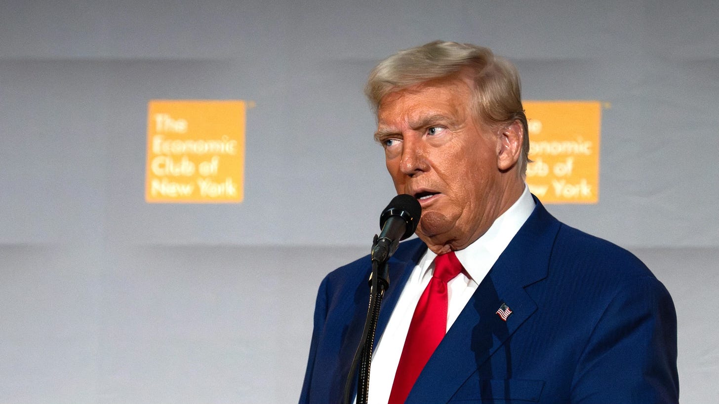 From: “A New Level of Incoherence From Trump. His answer to a specific policy question yesterday made absolutely no sense.” The Atlantic. September 6, 2024. Photo: David Dee Delgado / AFP / Getty.