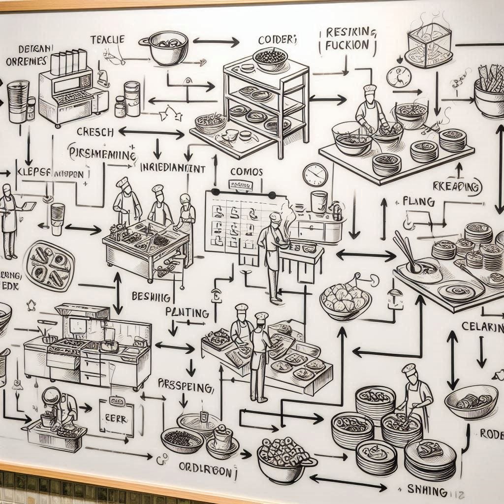 gráfico de gestão de processos em restaurante