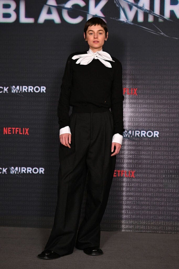 Emma Corrin Wore Moschino To The 'Black Mirror' Season 7 Screening