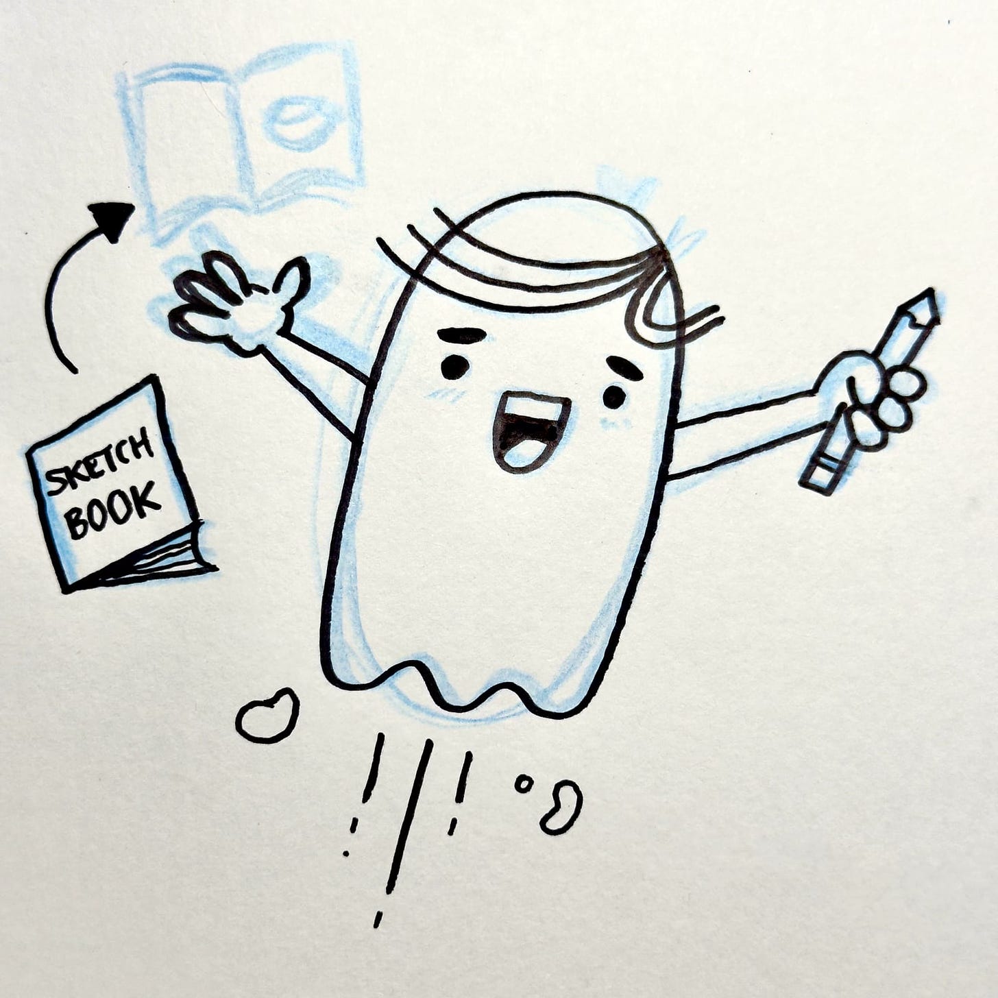 an sketch of a cartoon ghost