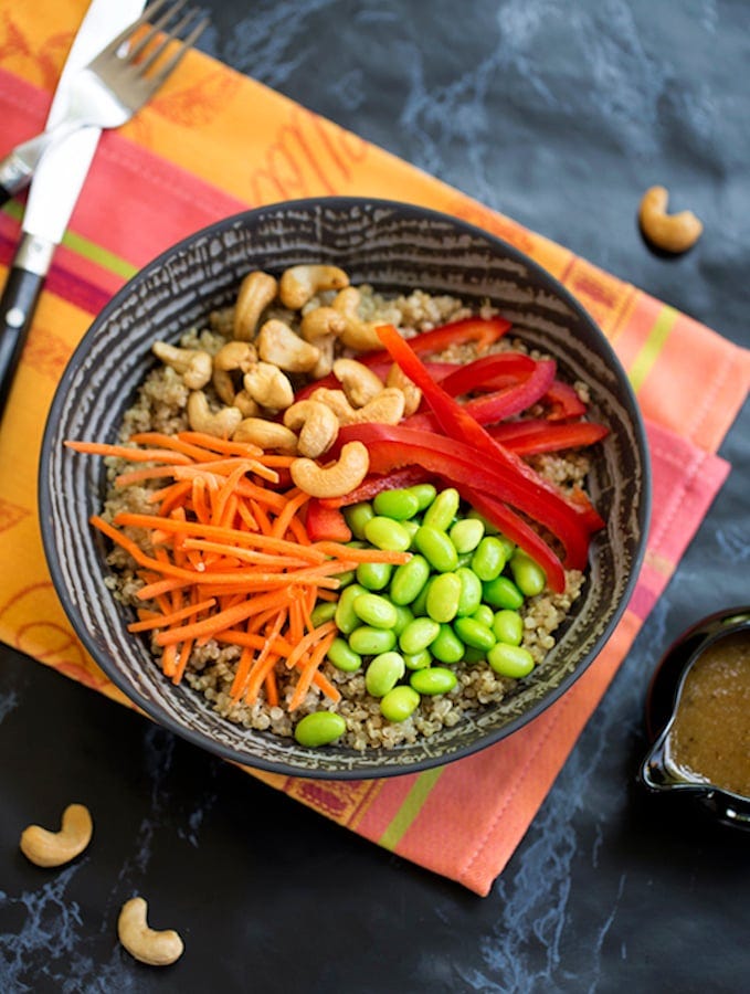 Quinoa and edamame protein bowl