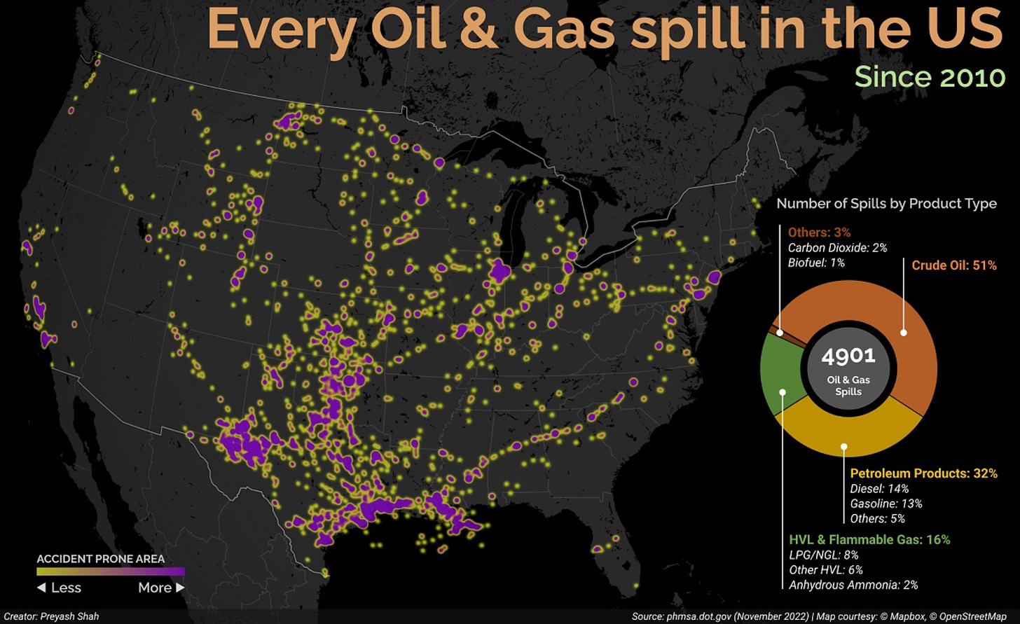 pipeline spills "united states" map
