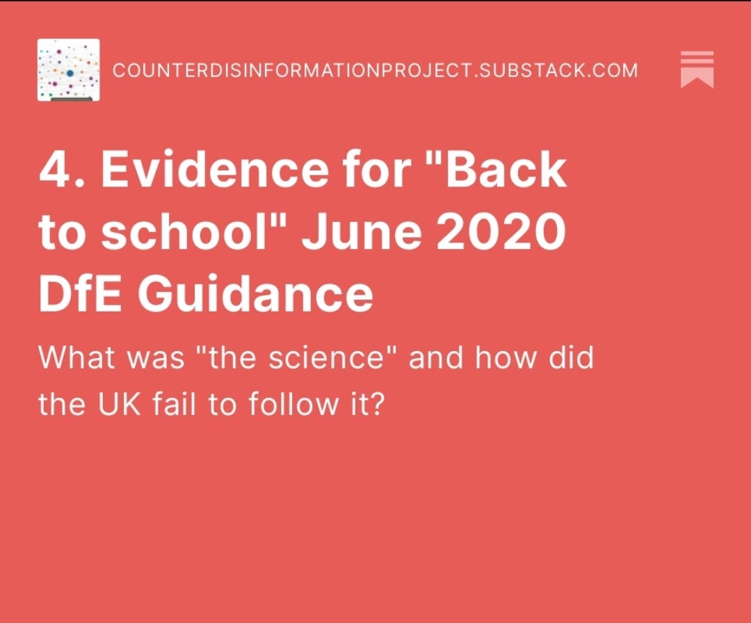 4. Evidence for "Back to school" June 2020 DfE Guidance