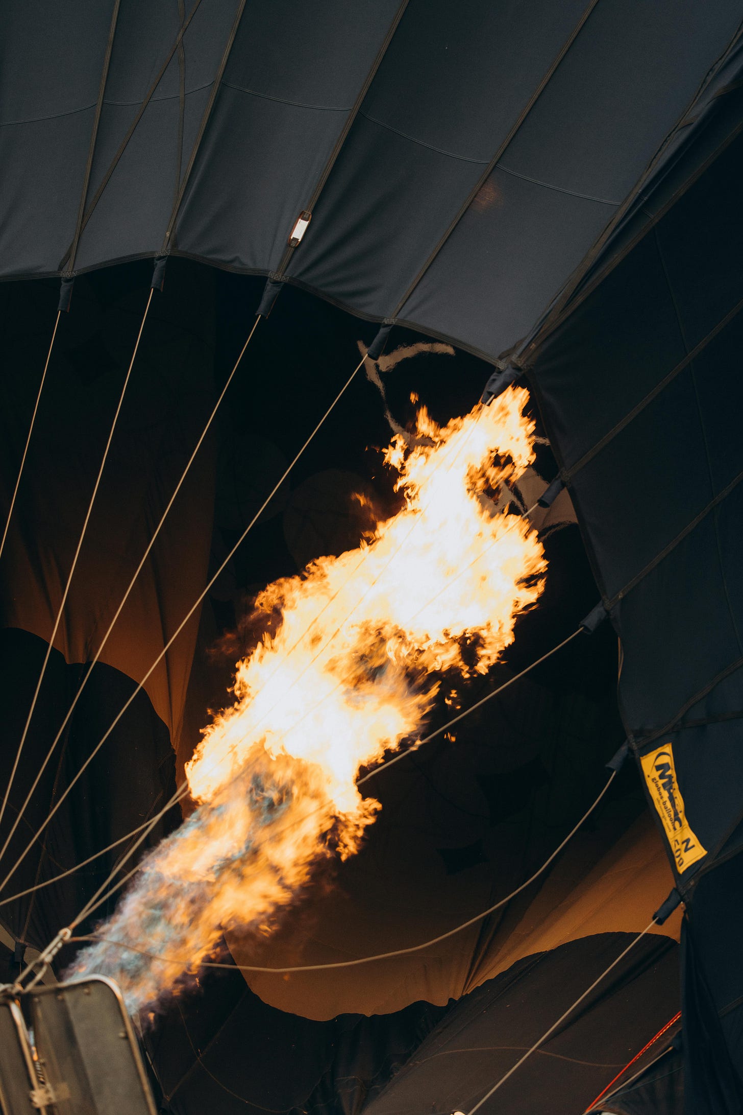 Fire flaming from hot air balloon