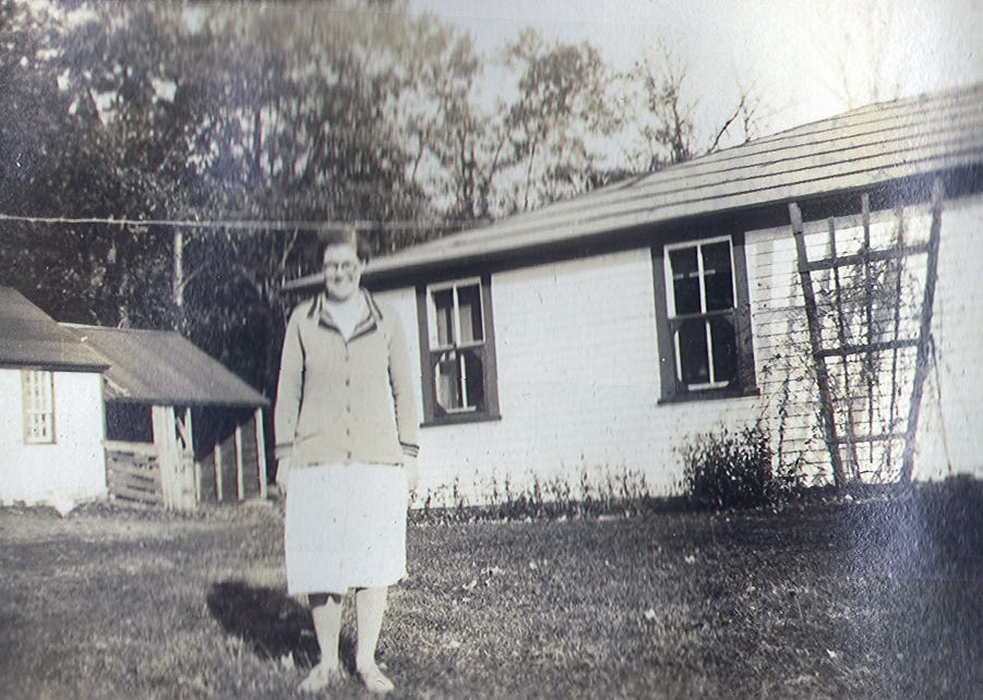 Marion in front of Lodge