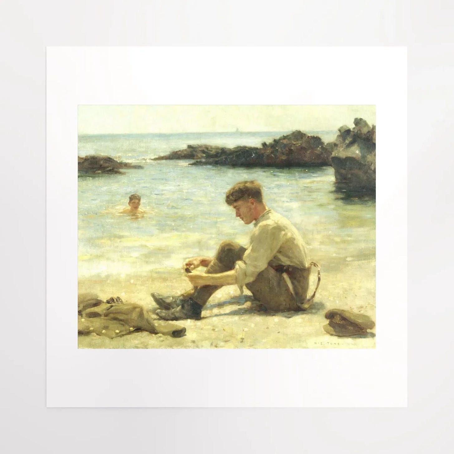 T.E. Lawrence As A Cadet At Newporth Beach by Henry Scott Tuke (c. 1921) - Print product image (1)