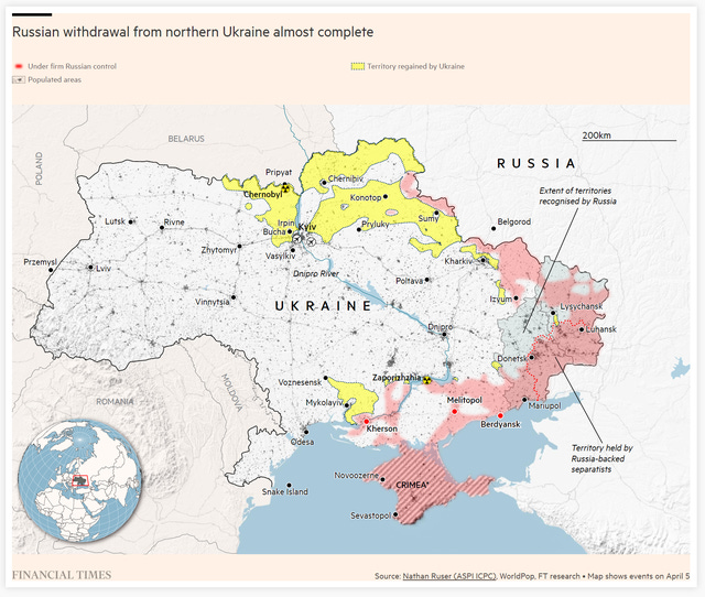 OC] Latest situation Ukraine as Russians withdrawal from northern Ukraine  is almost complete : r/dataisbeautiful
